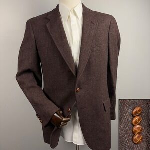 Austin Reed Tweed Blazer Men's 44R (EST) Wool Herringbone Jacket Brown Old Money
